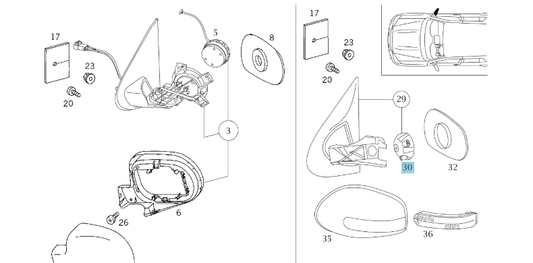 A2038202242 MERCEDES W203 W210 W211 W220 LEFT MIRROR ELECTRIC MOTOR GENUINE NEW