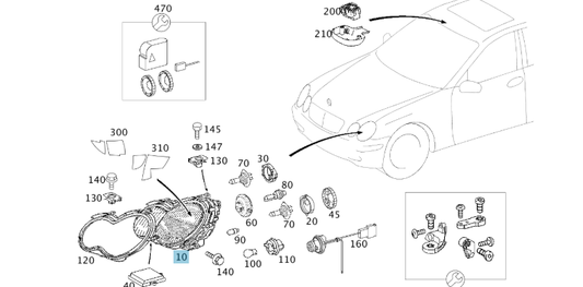 A2038203861 MERCEDES W203 FRONT RIGHT XENON HEADLIGHT MAGNETI MARELLI LPG561 NEW