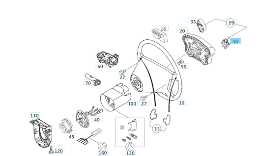 A2038210879 7218 MERCEDES W203 STEERING ORION GREY LEFT SWITCH GENUINE NEW