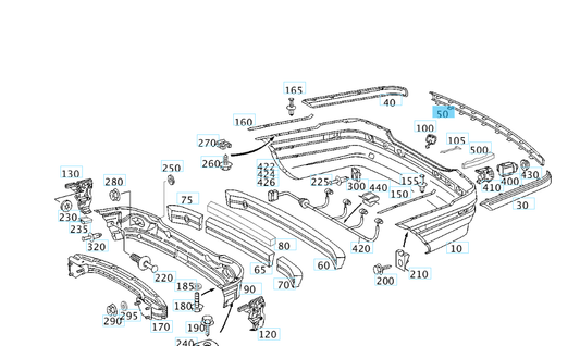 A2038850621 9197 MERCEDES W203 RAIL CENTRAL REAR OBSIDIAN BLACK GENUINE NEW