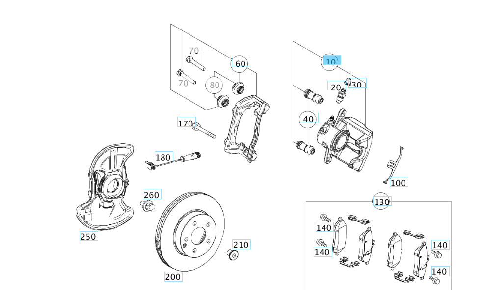 A2044213981 MERCEDES W204 BRAKE CALIPER GENUINE NEW