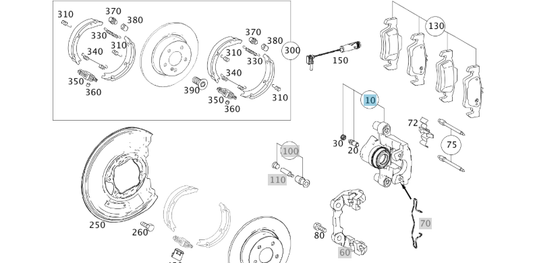 A2044234298 MERCEDES W204 BRAKE CALIPER PARTS SET RIGHT GENUINE NEW