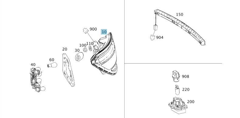A2048200164 MERCEDES 204 TAIL LAMP LEFT GENUINE NEW