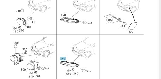 A2049068900 MERCEDES 204 207 212 218 DAYTIME RUNNING LAMP LEFT GENUINE NEW