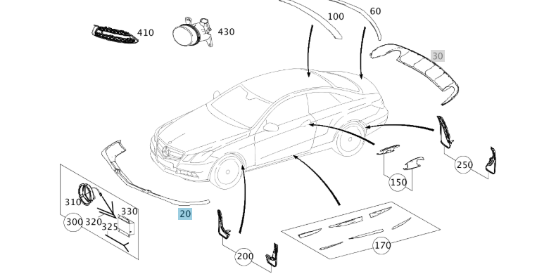 A2078800108 MERCEDES W207 FRONT SPOILER GENUINE NEW