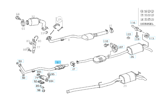A2104909419 MERCEDES W210 FRONT EXHAUST PIPE DIESEL GAT 10422 NEW