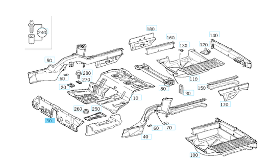 A2106100920 MERCEDES W210 CROSS MEMBER BELOW REAR SEAT BENCH GENUINE NEW