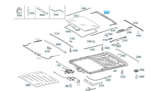 A2107800013 MERCEDES 210 RAIL GENUINE NEW