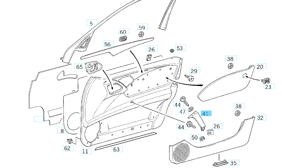 A2108100854 9B50 MERCEDES W210 FRONT DOOR RIGHT GRAB HANDLE GENUINE NEW