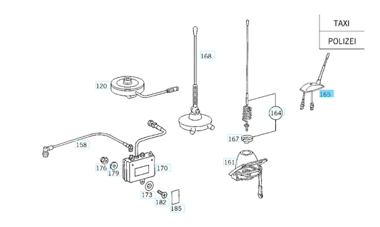 A2108201575 MERCEDES W202 W210 ROOF TAXI ANTENNA TWO WAY RADIO GENUINE NEW