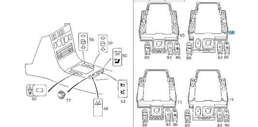 A2108213951 7C45 MERCEDES W210 INSTRUMENT PANEL DEEP GREY SWITCH GENUINE NEW