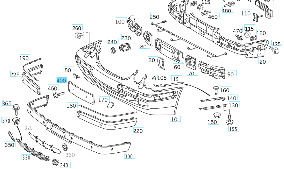 A2108850481 9999 MERCEDES W210 LICENSE PLATE HOLDER GENUINE NEW