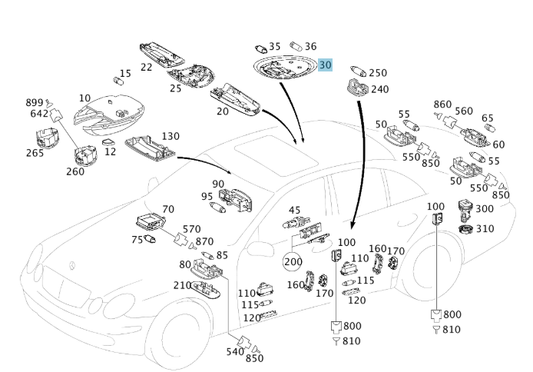 A2118206701 7D43 MERCEDES W211 ORION GREY INTERIOR LAMP GENUINE NEW