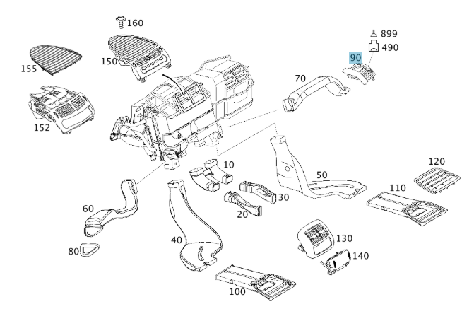 A2118300654 7241 MERCEDES W211 LATERAL RIGHT ANTHRACITE NOZZLE GENUINE NEW