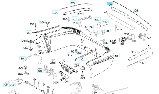 A2118850121 9744 MERCEDES W211 RAIL CENTER REAR BR. SILVER METALLIC GENUINE NEW