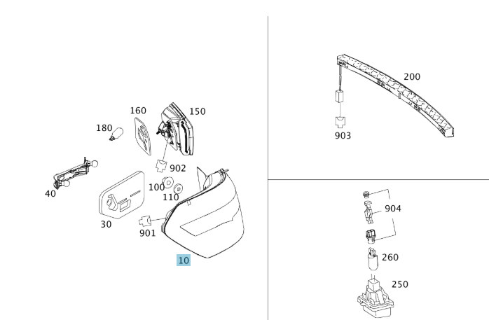 A2128200164 MERCEDES W212 REAR LAMP LEFT OUTSIDE GENUINE NEW