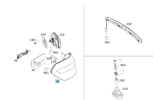 A2128200164 MERCEDES W212 REAR LAMP LEFT OUTSIDE GENUINE NEW