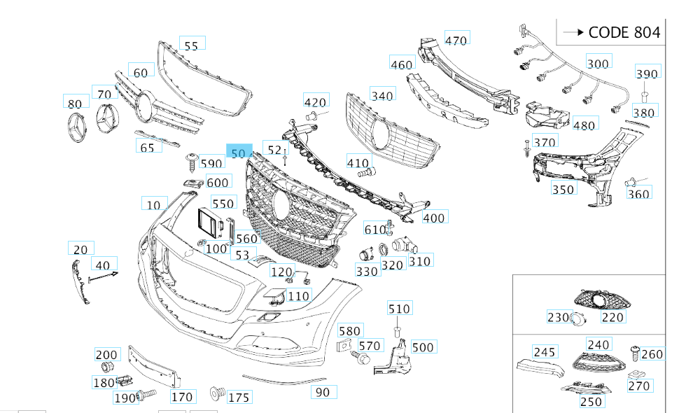 A2188850165 MERCEDES 218 BASIC CARRIER FOR BUMPER RADIATOR GRILL GENUINE NEW