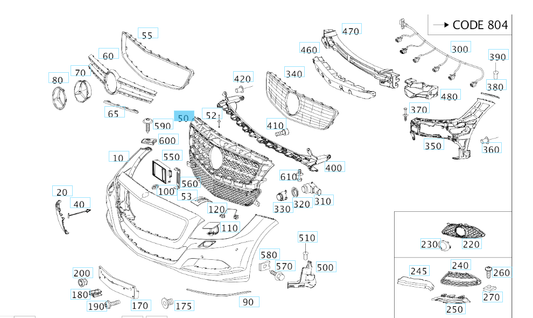 A2188850165 MERCEDES 218 BASIC CARRIER FOR BUMPER RADIATOR GRILL GENUINE NEW