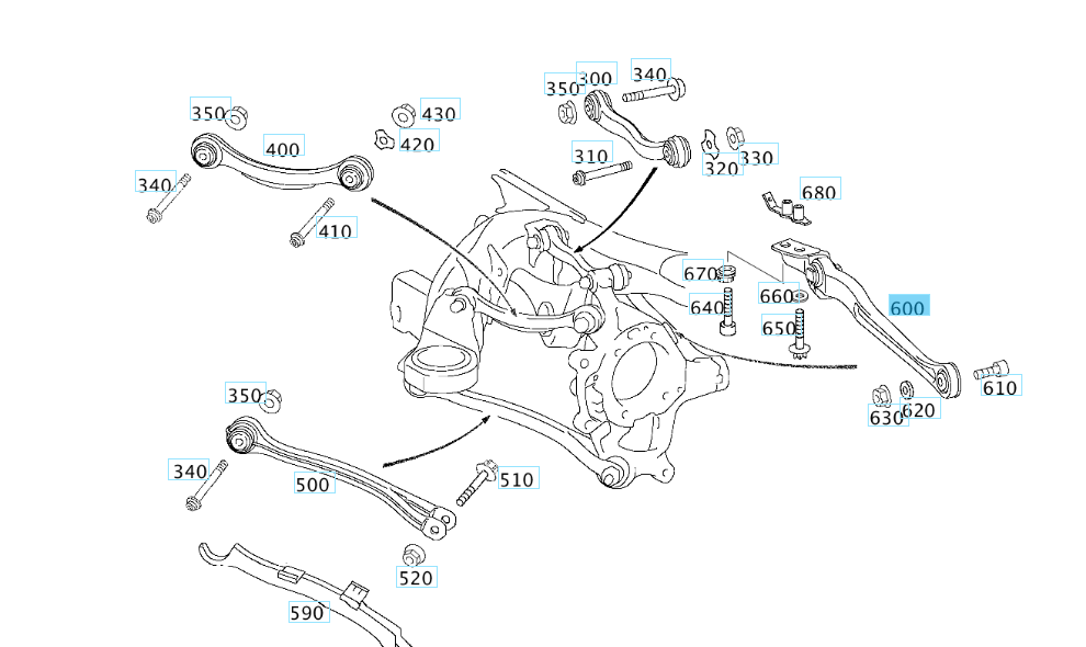 A2303500429 MERCEDES W211 C219 R230 REAR THRUST ARM ROD RIGHT GENUINE NEW