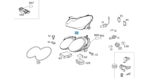 A2308203159 MERCEDES R230 FRONT LEFT LAMP UNIT MAGNETI MARELLI LPM612 NEW
