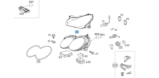 A2308203259 MERCEDES R230 FRONT RIGHT LAMP UNIT MAGNETI MARELLI LPM611 NEW