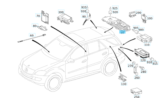 A2518202275 MERCEDES 164 251 ANTENNA GENUINE NEW