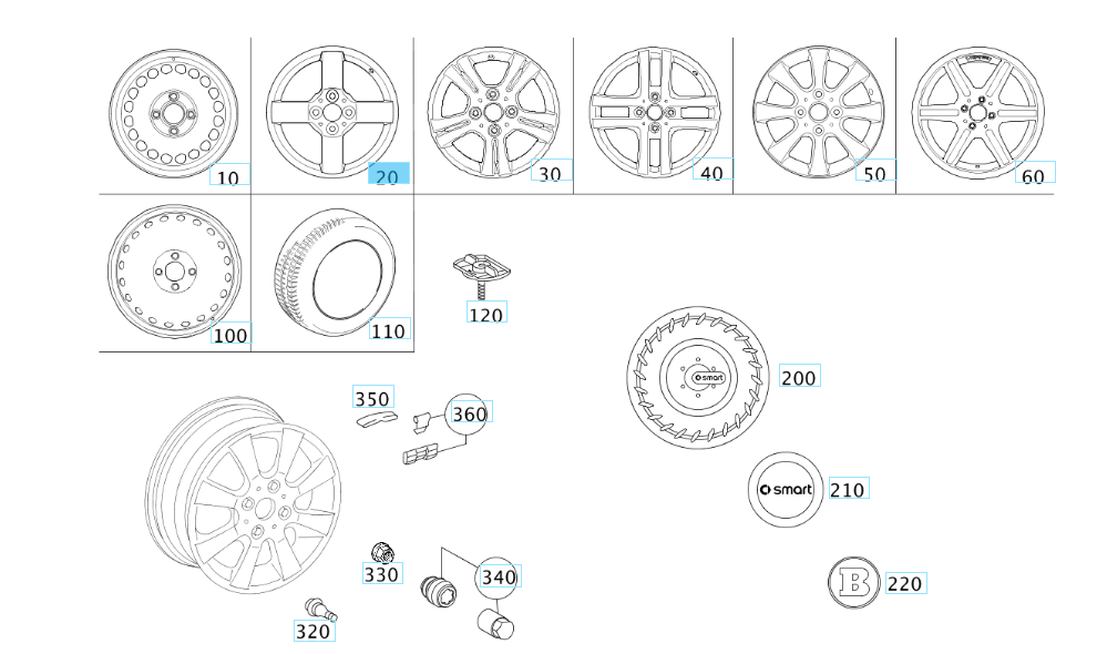 A4544010101 SMART 454 FORFOUR 4-HOLE 4-SPOKE DISK WHEEL AFTERMARKET NEW