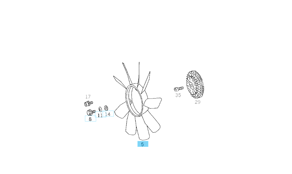 A6012000323 MERCEDES 601 FAN USED WITHOUT AIR CONDITIONER GENUINE NEW