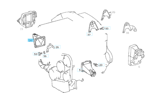 A6012233004 MERCEDES M111 OM601 602 603 605 ENGINE RIGHT SUPPORT GENUINE NEW