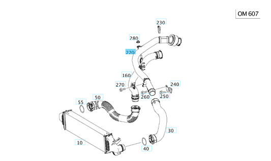 A6070900342 MERCEDES 117 156 176 246 CHARGED AIR LINE RIGHT GENUINE NEW