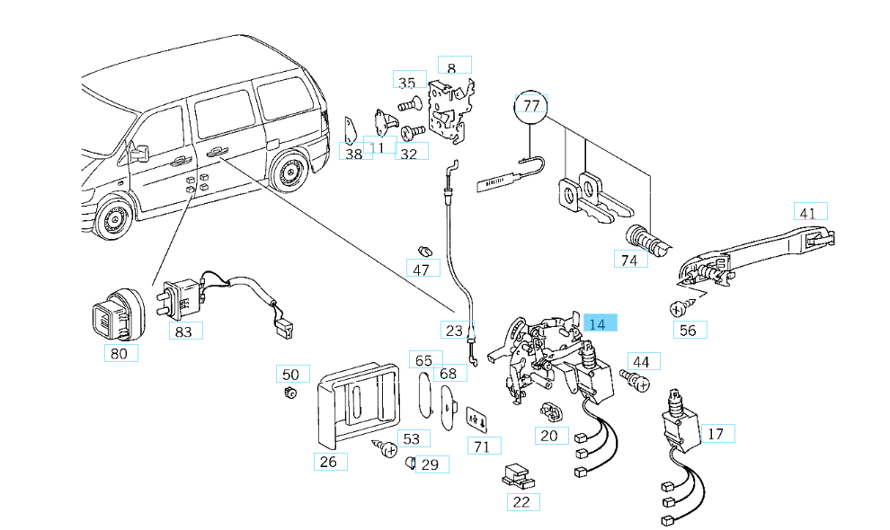 A6387600540 MERCEDES 638 FASTENER LEFT GENUINE NEW