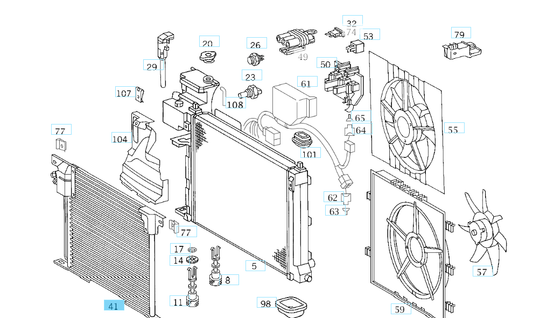 A6388350170 MERCEDES W638 CONDENSOR MAHLE AC 212 000P NEW