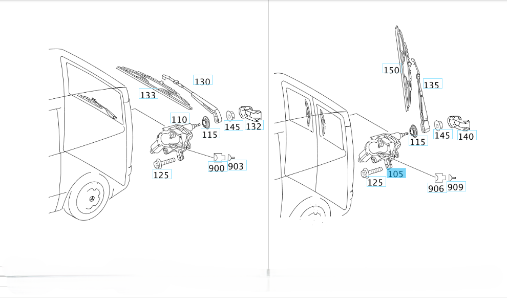 A6398200508 MERCEDES 639 WIPER MOTOR REAR END DOOR LEFT GENUINE NEW