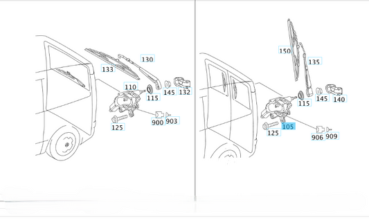 A6398200508 MERCEDES 639 WIPER MOTOR REAR END DOOR LEFT GENUINE NEW