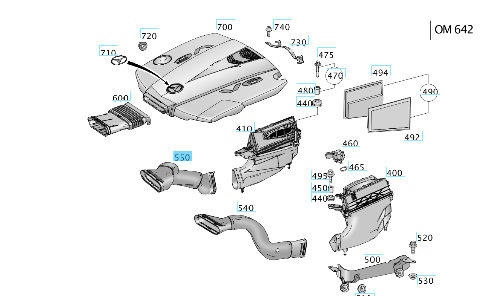 A6420948897 MERCEDES 166 292 RAW AIR LINE RIGHT GENUINE NEW