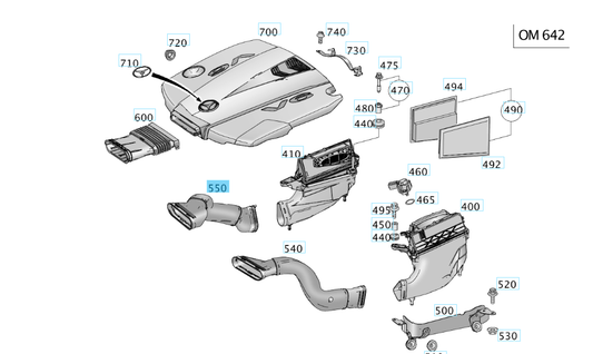 A6420948897 MERCEDES 166 292 RAW AIR LINE RIGHT GENUINE NEW
