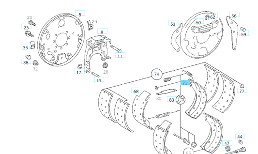 A6704204319 MERCEDES 741 742 BRAKE SHOE REAR GENUINE NEW