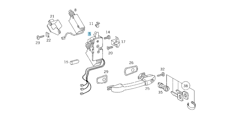 A9017201535 MERCEDES 901 902 903 904 DOOR LOCK RIGHT WITH ACTUATOR GENUINE NEW