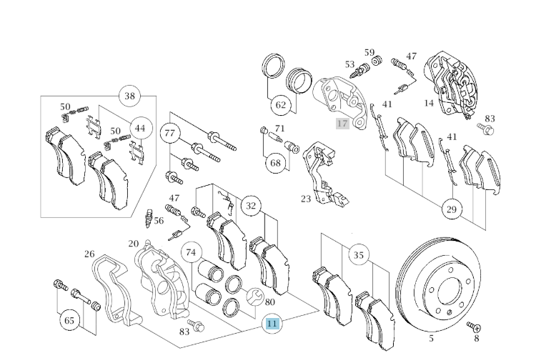 A9044203501 MERCEDES 732 FRONT WHEEL BRAKE GENUINE NEW