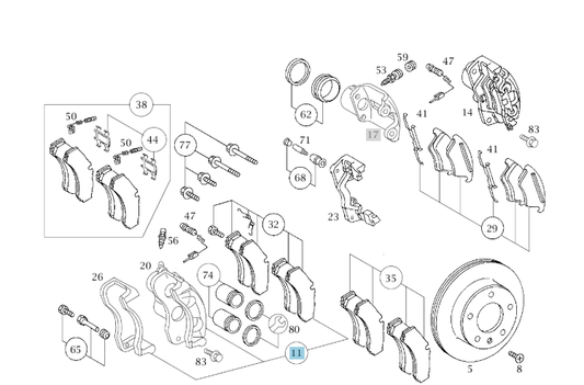 A9044203501 MERCEDES 732 FRONT WHEEL BRAKE GENUINE NEW