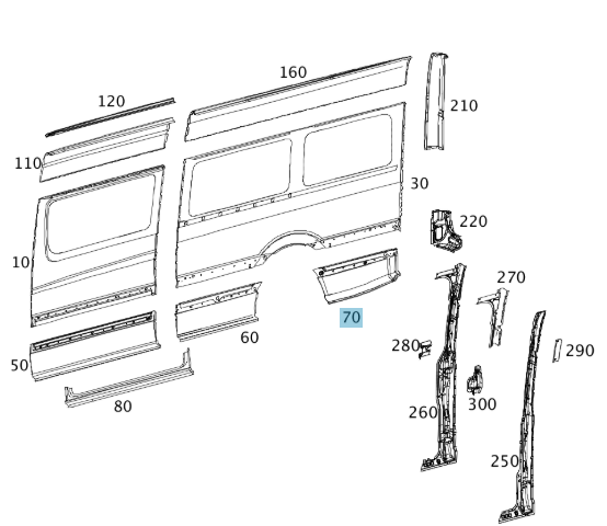 A9066376109 MERCEDES 900 906 PANELING BOTTOM RIGHT CENTER GENUINE NEW