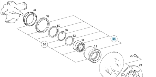 A9723300425 27 MERCEDES ATEGO AXOR FRONT WHEEL HUB WITH BEARING GENUINE NEW